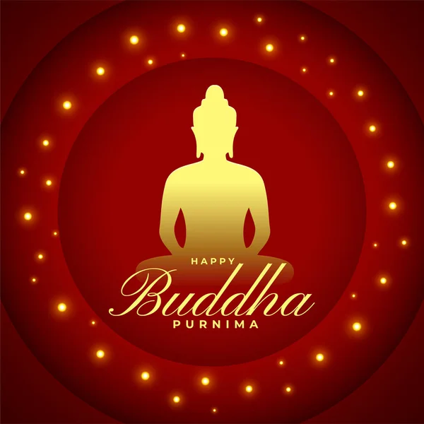 Buda Decorativa Purnima Fundo Festivo Com Vetor Toque Dourado —  Vetores de Stock