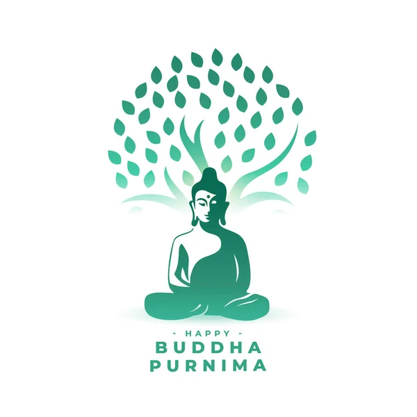Andachtsbuddha Purnima Hintergrund Ein Mönch Unter Baumvektor — Stockvektor