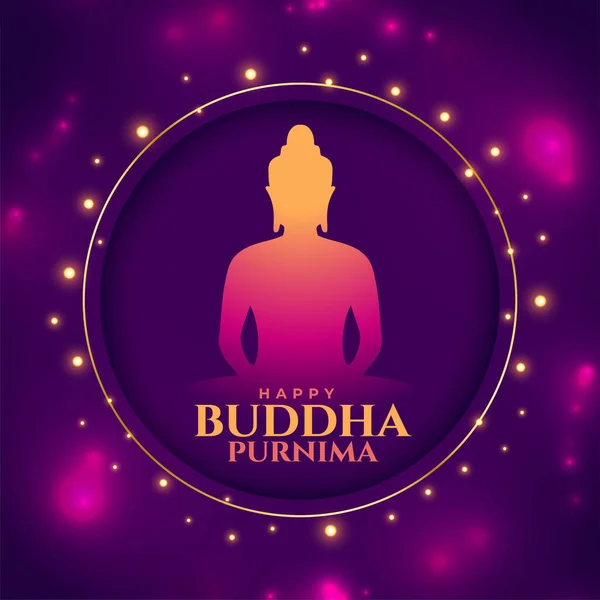 Gelukkig Boeddha Purnima Glanzende Achtergrond Voor Spirituele Vrede Vector — Stockvector
