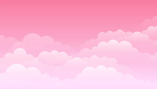 雲のデザインベクトルとピンクの空の背景 — ストックベクタ