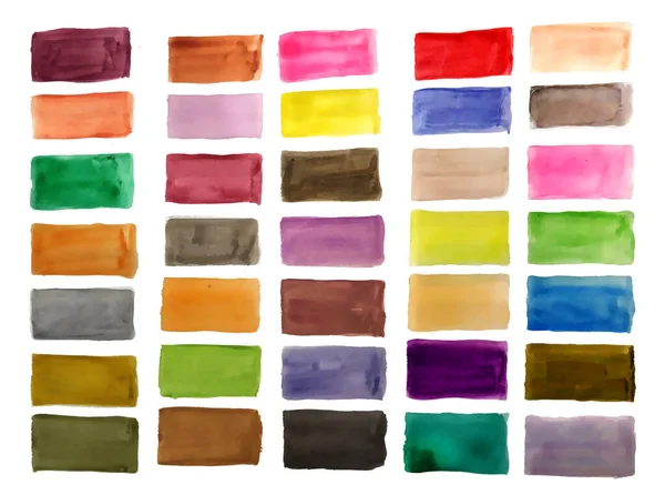 多くの色のベクトルにセットされた長方形の手塗りの水彩テクスチャ — ストックベクタ