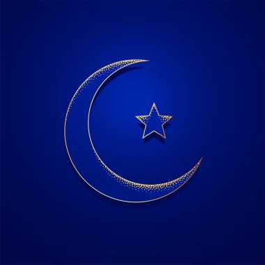 çizgi biçimi İslami inanç vektörü için altın hilal sembolü
