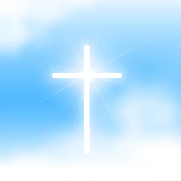 煙の効果ベクトルと光沢のある神聖な十字記号の背景 — ストックベクタ