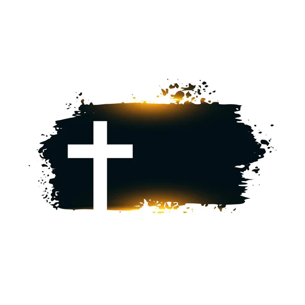 Стильний Святий Знак Хреста Гранжевий Фон Вектором Світлового Ефекту — стоковий вектор