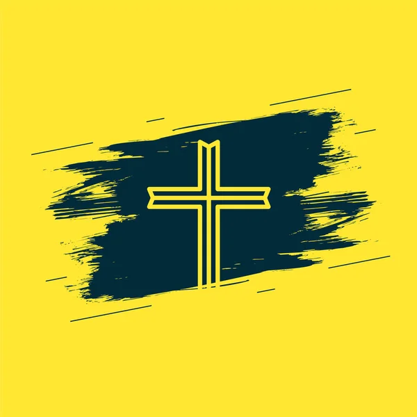 永遠の平和と希望のベクトルのための伝統的な十字記号のグランジーの背景 — ストックベクタ