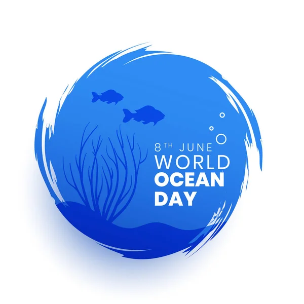 Journée Mondiale Océan Fond Événement Avec Paysage Marin Bleu Vecteur — Image vectorielle