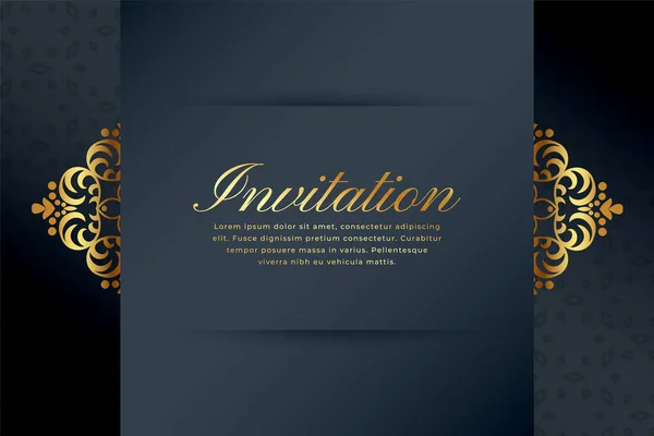 Elegante Goldene Strudel Dunklen Hintergrund Design Für Einladungsvektor — Stockvektor