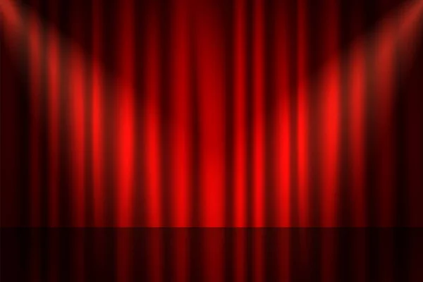 Benutzerdefinierte Rote Bühnenvorhang Banner Mit Spot Licht Effekt Vektor — Stockvektor