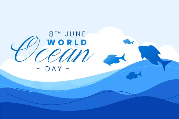 Journée Mondiale Océan Fond Pour Protéger Vecteur Écosystème Sous Marin — Image vectorielle