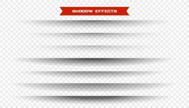 set of wide linear shadow on transparent background design vector clipart