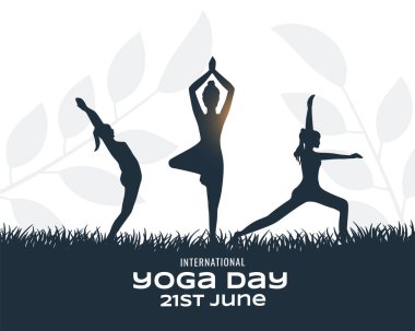 Kadınlar siluet vektörüyle modern dünya yoga günü geçmişi