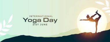 celebrate 21st june world yoga day banner in modern style vector clipart