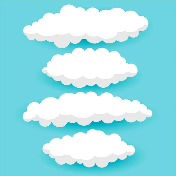 Satz Von Flauschigen Wolken Symbol Für Sauberes Wetter Und Himmel — Stockvektor