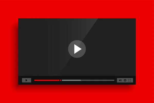 Plantilla Reproductor Vídeo Rojo Moderno Con Vector Efecto Brillante — Vector de stock