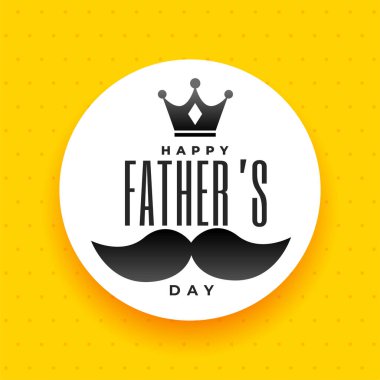 düz stil babalar günü sarı arka plan taç ve bıyık tasarım vektörü