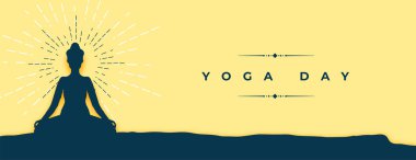 Modern dünya yoga günü posteri fitness ve sağlık vektörünü kutluyor