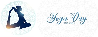 Ayurvedikten esinlenilmiş tema vektörü için 21 Haziran yoga günü bayrağı