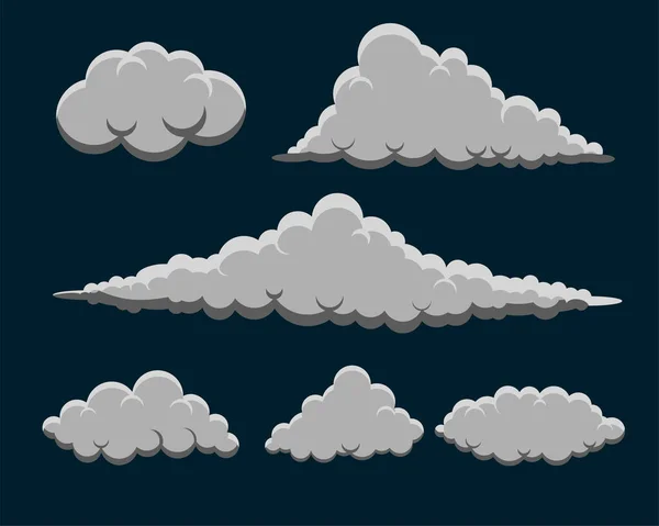 Comic Stil Flauschige Wolken Element Set Vektor — Stockvektor