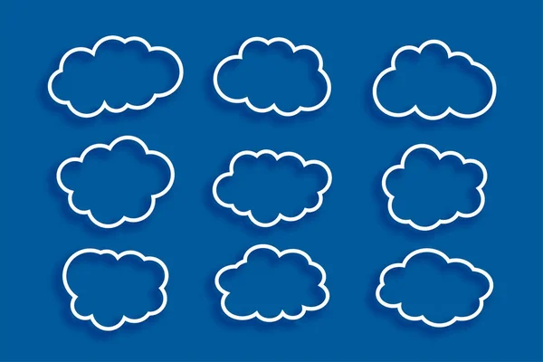 Linienstil Packung Wolken Symbol Für Himmel Und Natur Vektor — Stockvektor