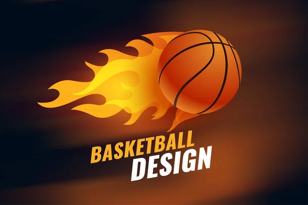 炎のデザインベクトルとスポーティなバスケットボール選手権の背景 — ストックベクタ