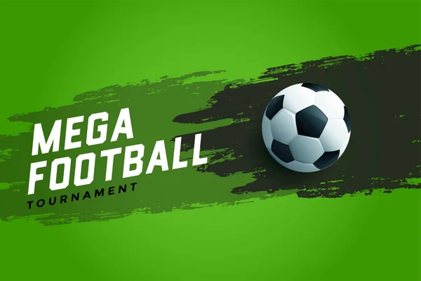 Realistisk Fotboll Mega Turnering Ligan Grön Bakgrund Grungy Stil Vektor — Stock vektor