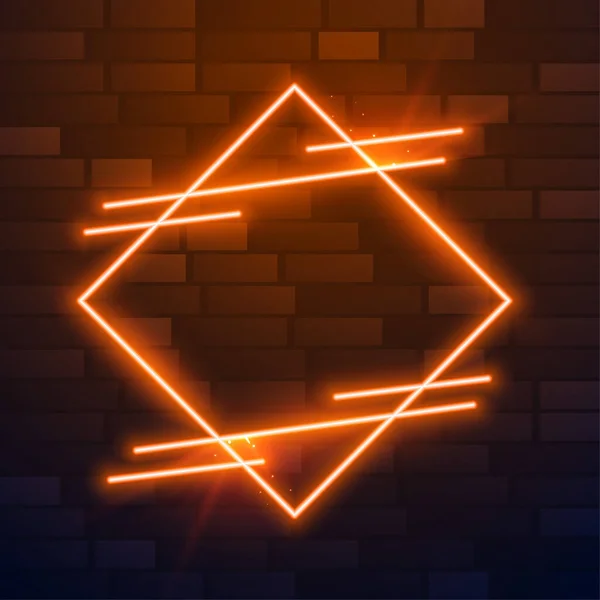 Glowing Rhombus Shape Neon Frame Background Club Show Vector — Stock Vector