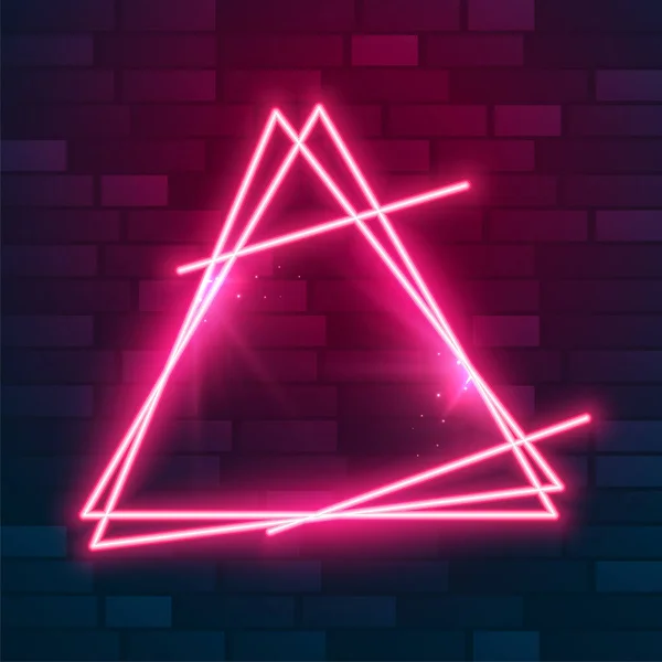 Geometric Style Glowing Neon Triangle Frame Background Design Vector — Stock Vector