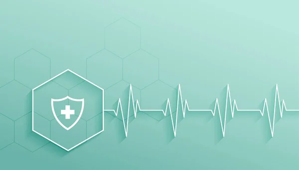 Fundo Ciência Farmacêutica Biotecnológica Com Vetor Gráfico Linha Batimento Cardíaco — Vetor de Stock