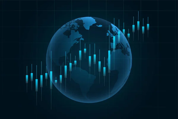 Financial Chart Globe Background Forex Trading Stock Market Vector — Stock Vector