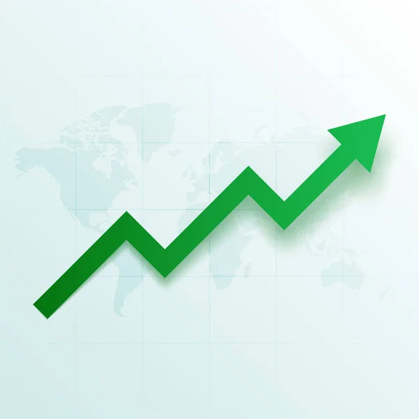 Negócio Sucesso Crescimento Seta Verde Mundo Mapa Vetor —  Vetores de Stock
