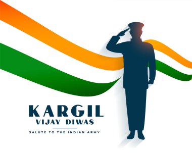 26 Temmuz Kargil zafer günü. Vatansever asker vektörüyle birlikte.
