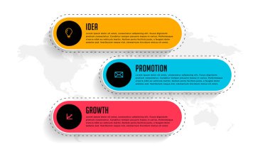 kurumsal sunum vektörü için üç adım bilgi şeması şablonu