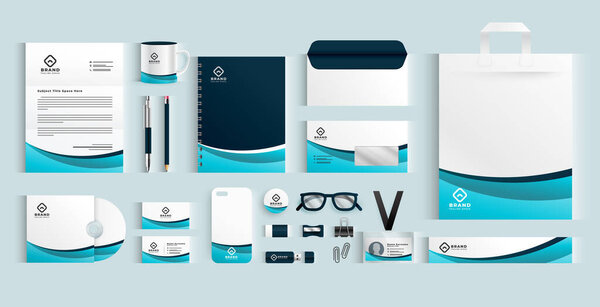 collection of modern office stationery banner business essentials for success vector
