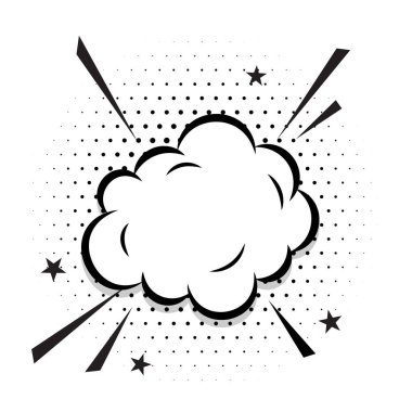 Patlama etkisi vektörlü boş çizgi roman sohbet kutusu yarım ton arkaplan