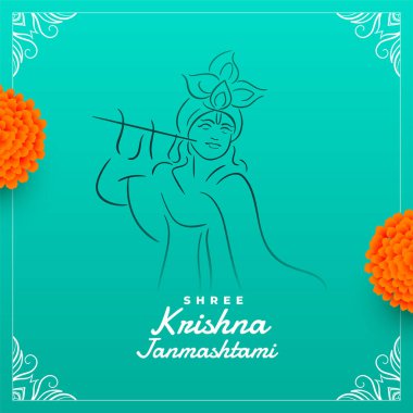 Shree krishna janmashtami festivali kart tasarım vektörü diliyor