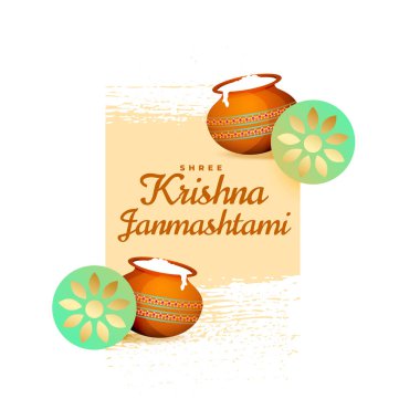 Janmashtami Krishan festivali kart tasarım vektörü istiyor