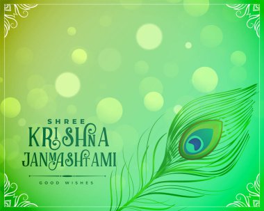 Krishna janmashtami festival kartı yeşil renk vektörü