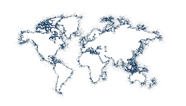 Mappa Mondo Astratto Isolato Sfondo Bianco — Vettoriale Stock