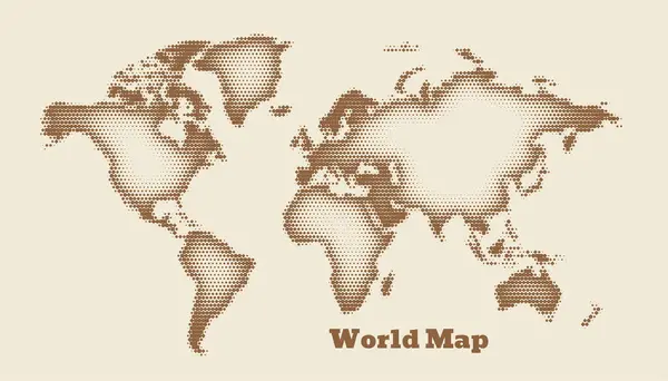 制图风格模板设计中的复古色彩世界地图 — 图库矢量图片