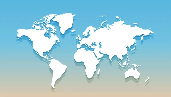 ミニマルスタイルのテンプレートデザインのシルエットワールドマップ — ストックベクタ
