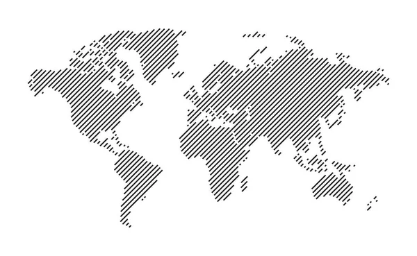 Linea Arte Mappa Del Mondo Isolato Sfondo Bianco — Vettoriale Stock
