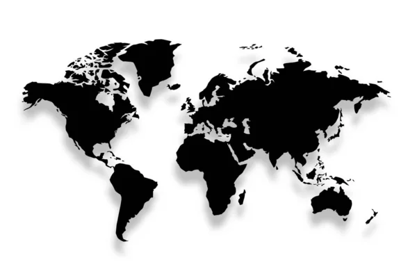 Mapa Del Mundo Negro Limpio Diseño Plantilla Estilo Silueta — Archivo Imágenes Vectoriales