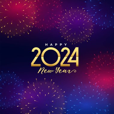 Yeni yılın kutlu olsun 2024 parti geçmişi ve havai fişek kutlama vektörü