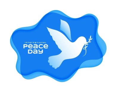 Dünya Barış Günü güvercin kuşu ve zeytin dalı vektörlü kart istiyor