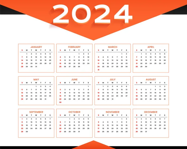 Elegantní 2024 Kalendář Pro Nadcházející Nový Rok Vektor — Stockový vektor