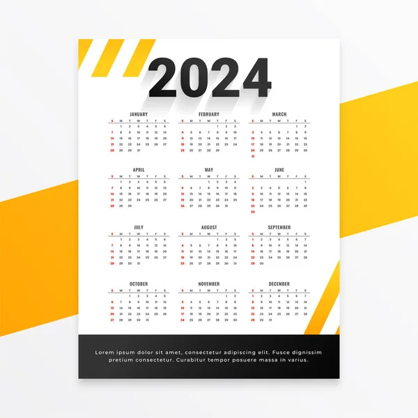 Beyaz Sarı 2024 Olay Planlayıcısı Ofis Görev Vektörünü Düzenle — Stok Vektör