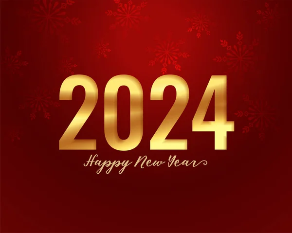 Gelukkig Nieuwjaar 2024 Rode Achtergrond Met Sneeuwvlok Decoratie Vector — Stockvector