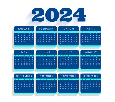 modern biçim 2024 yıllık planlayıcı takvim şablonu tasarım vektörü