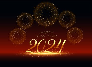 2024 yeni yıl havai fişek kutlaması arka planı ışık efekti vektörü