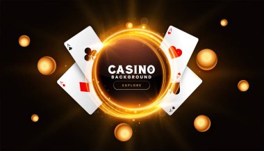As kart ve ışık çizgisi etkisi vektörlü kumarhane poker pankartı